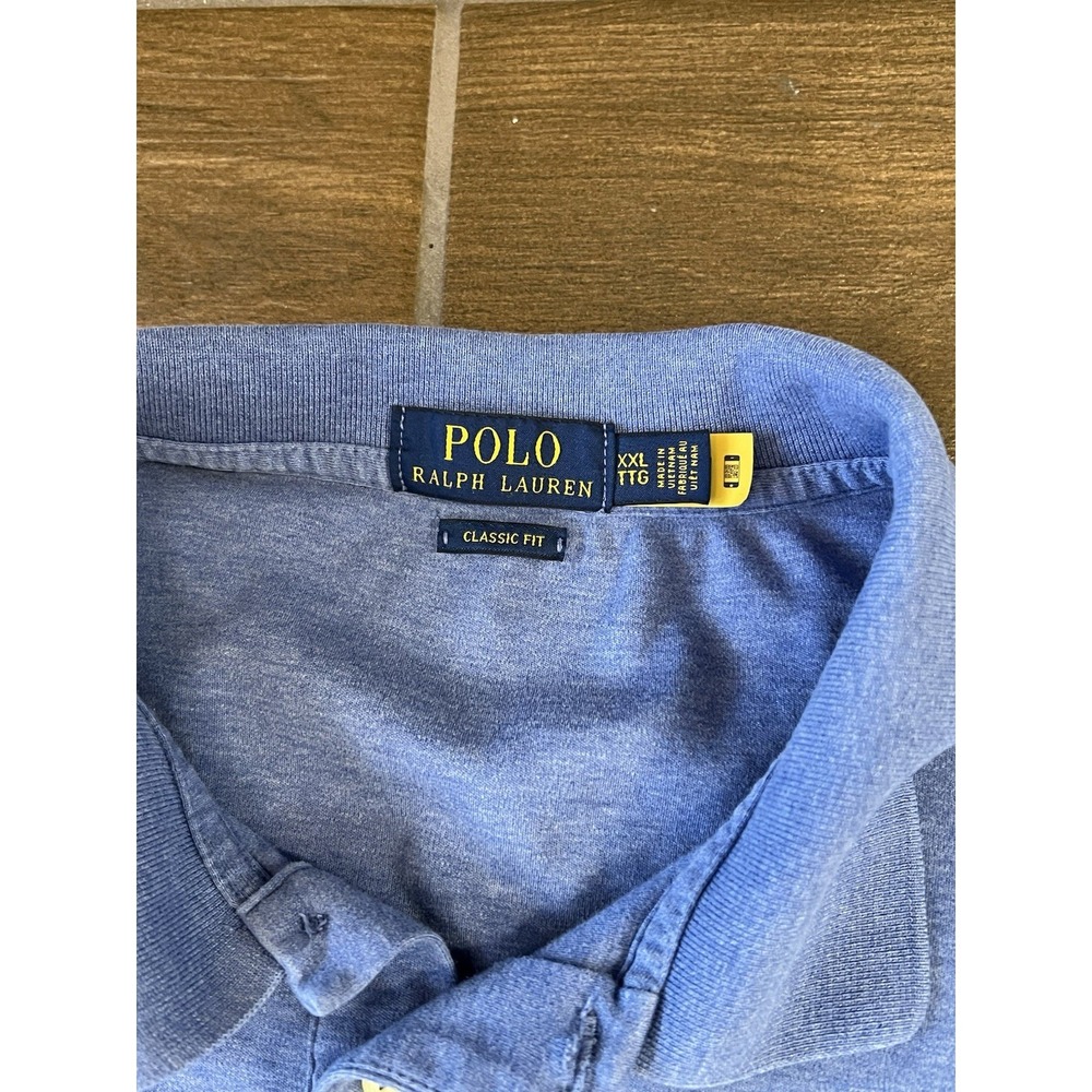 Polo Ralph Lauren Men's Polo Shirt XXL Blue Short Sleeve Flesh Pony Soft Touch - Picture 3 of 5